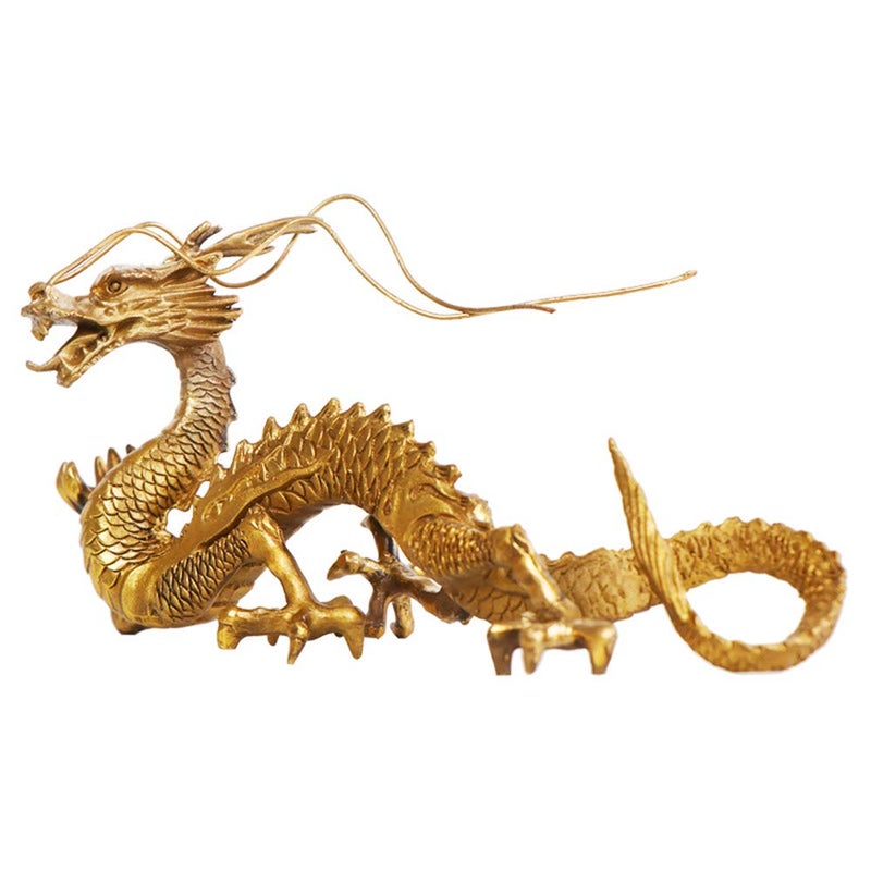 FUNSXBUG Chinese Feng Shui Dragon Brass Statue Sculpture Home Office Decoration Tabletop Decor Ornaments for Wealth and Success Good Lucky Gifts - Image 4
